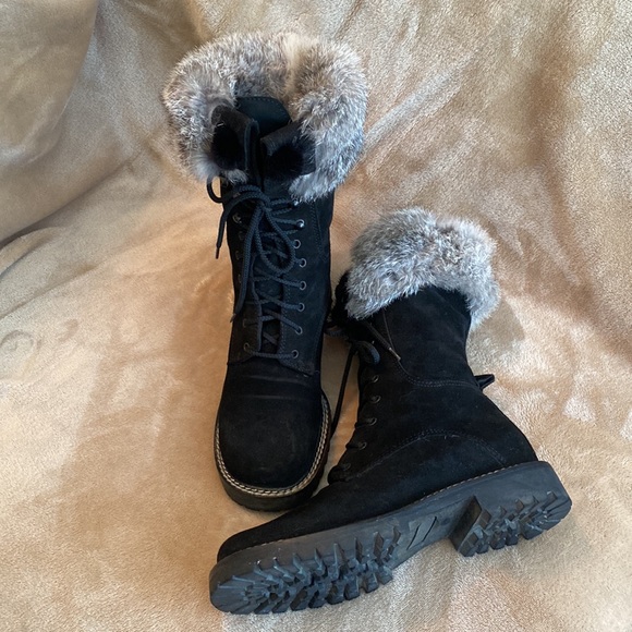 Gorsuch Shoes - Gorsuch Black Suede and Fur Boots